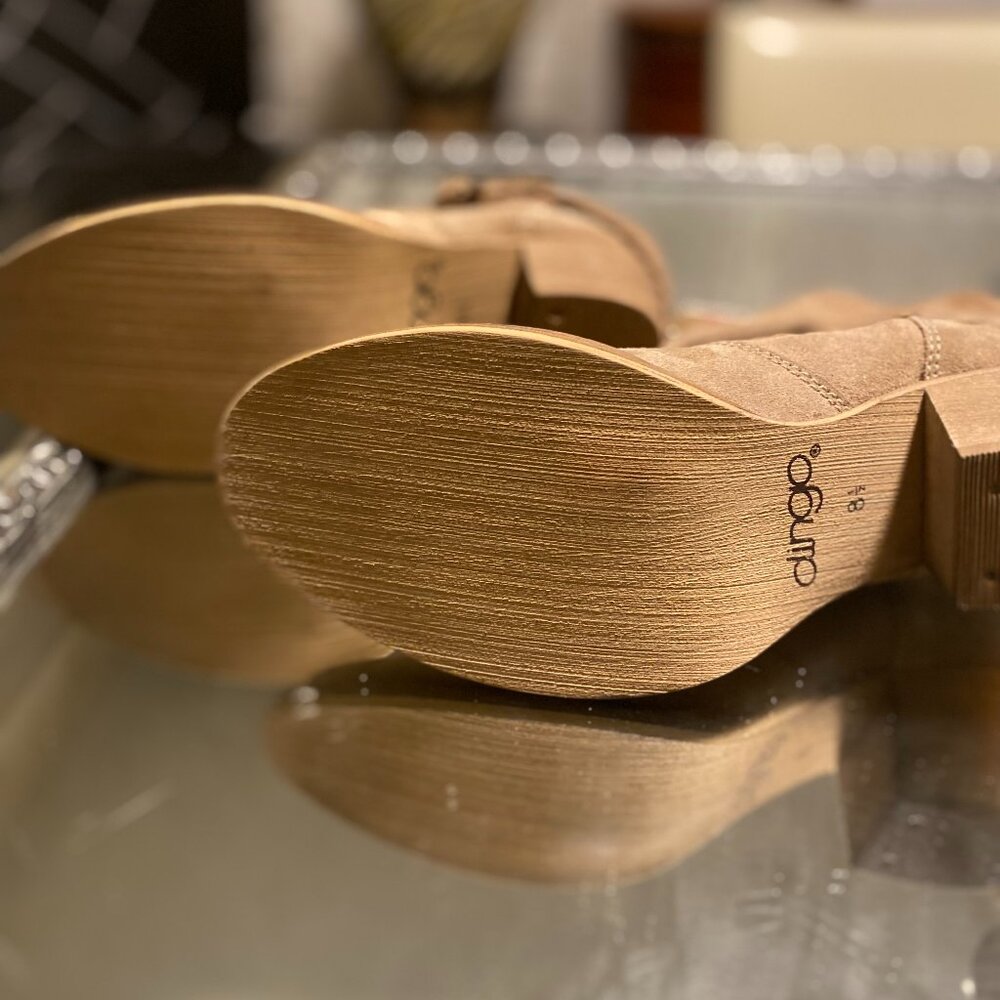 New DINGO Slouchy Braided Suede Western Boots In Light Brown/Tan Size 8